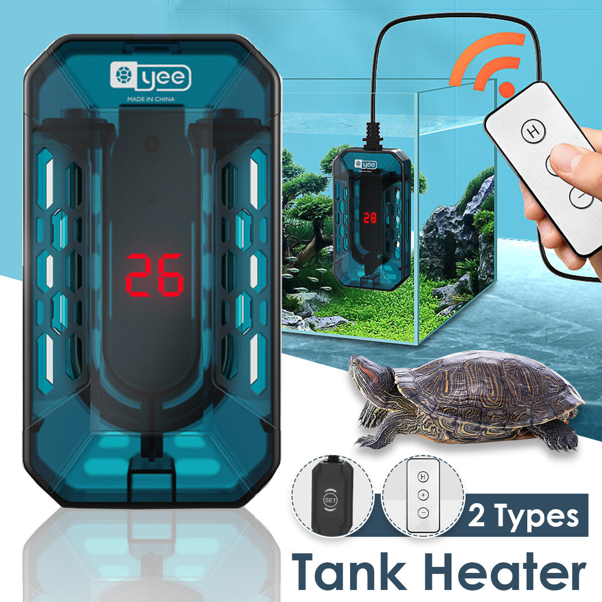 25w/50w/100w/150w Mini Aquarium Heater Submersible Fish Turtle Tank Heater Rod Low Water Level