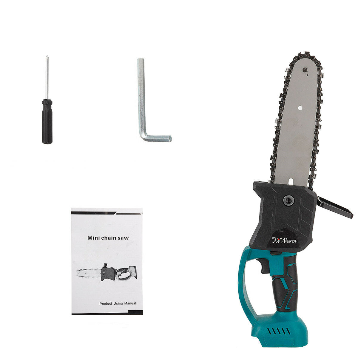 8 Inch Portable Electric Saw Pruning Chain Saw Rechargeable Woodworking Power Tools Wood Cutter Green