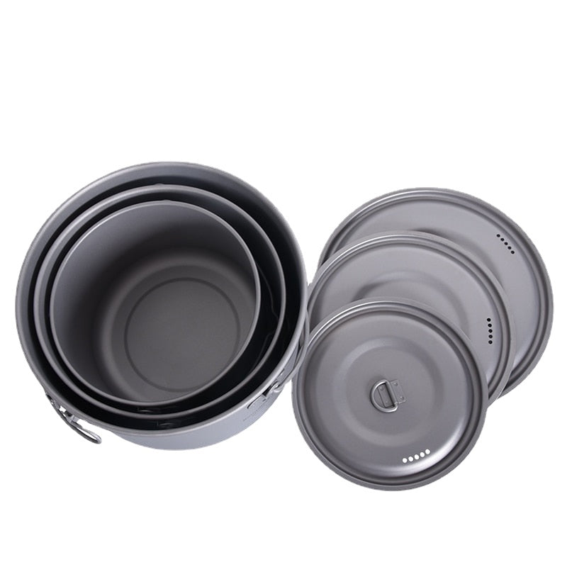 Big Capacity Titanium Camping Pot Outdoor Hanging Pot Portable Camping Picnic Water Cup