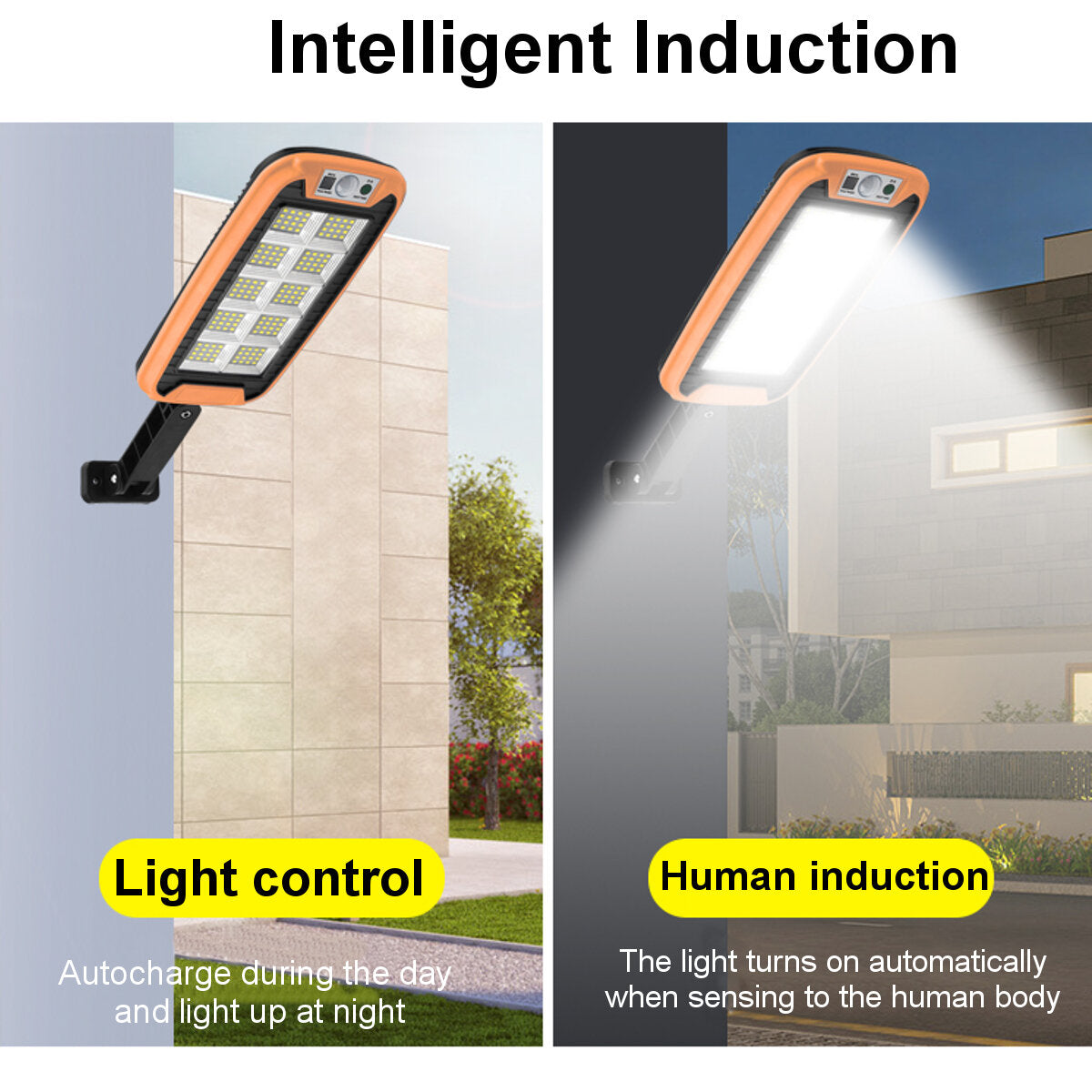 COB LED Solar Street Wall Light PIR Motion Sensor Dimmable Lamp Outdoor Garden