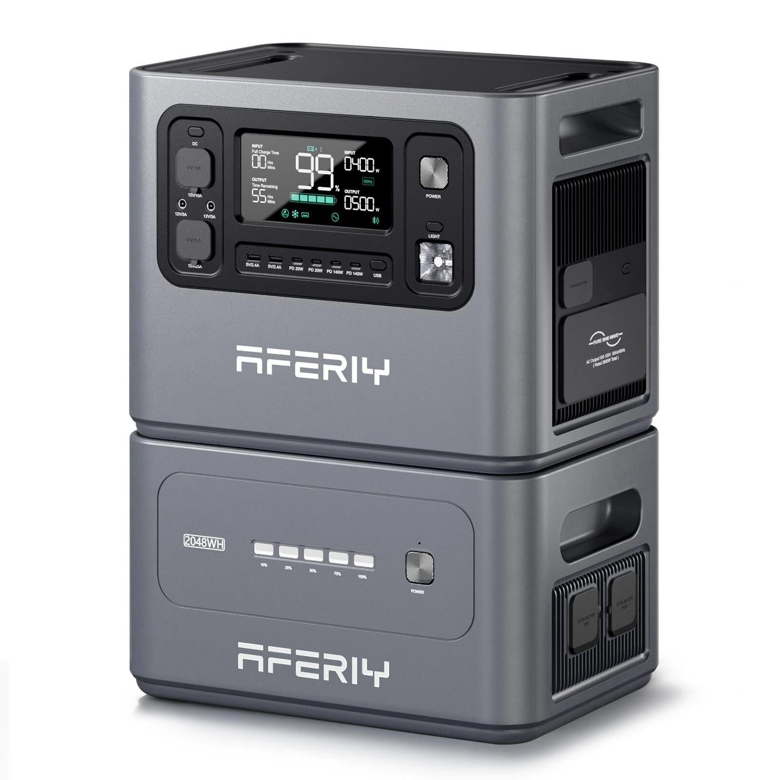 2800W 2048Wh LiFePO4 Portable Power Station, Optional Expansion Battery, 1200W Solar Input, App Control & UPS Backup