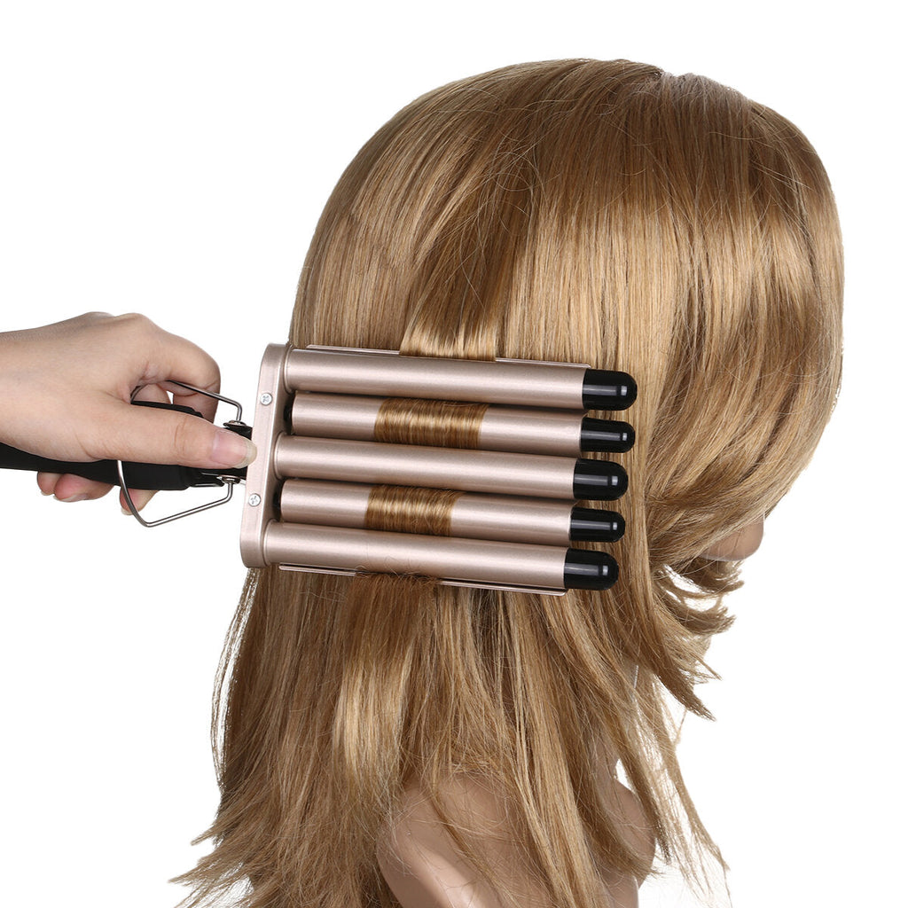 Curling Iron 5 Triple Barrels Beach Waves Curling Iron Curler Tourmaline Ceramic Wave Iron 180 C / 210 C Hair Waver 20mm Wet and Dry