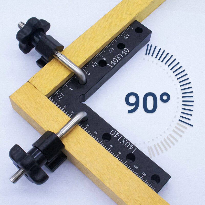 90° Aluminum Alloy Ruler Set - Dual Scale (Imperial & Metric), Durable, User-Friendly, Includes 4 Clamp Sleeves