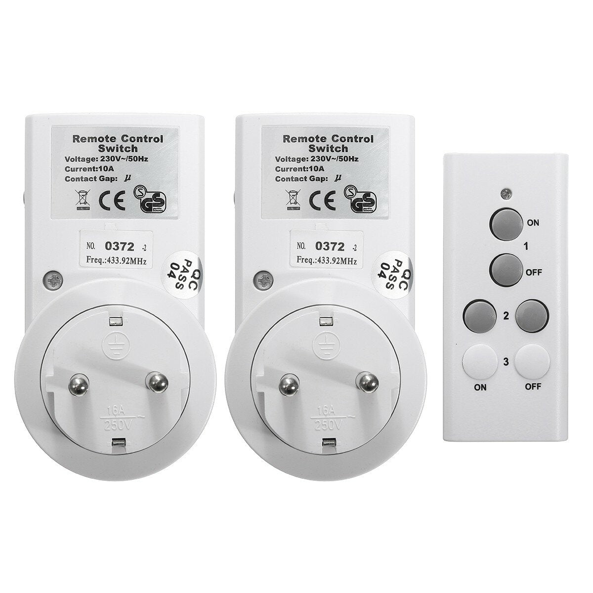 230V 1/2/3/4 PCS Wireless EU Regulation Remote Control RF Socket Household Jack Type
