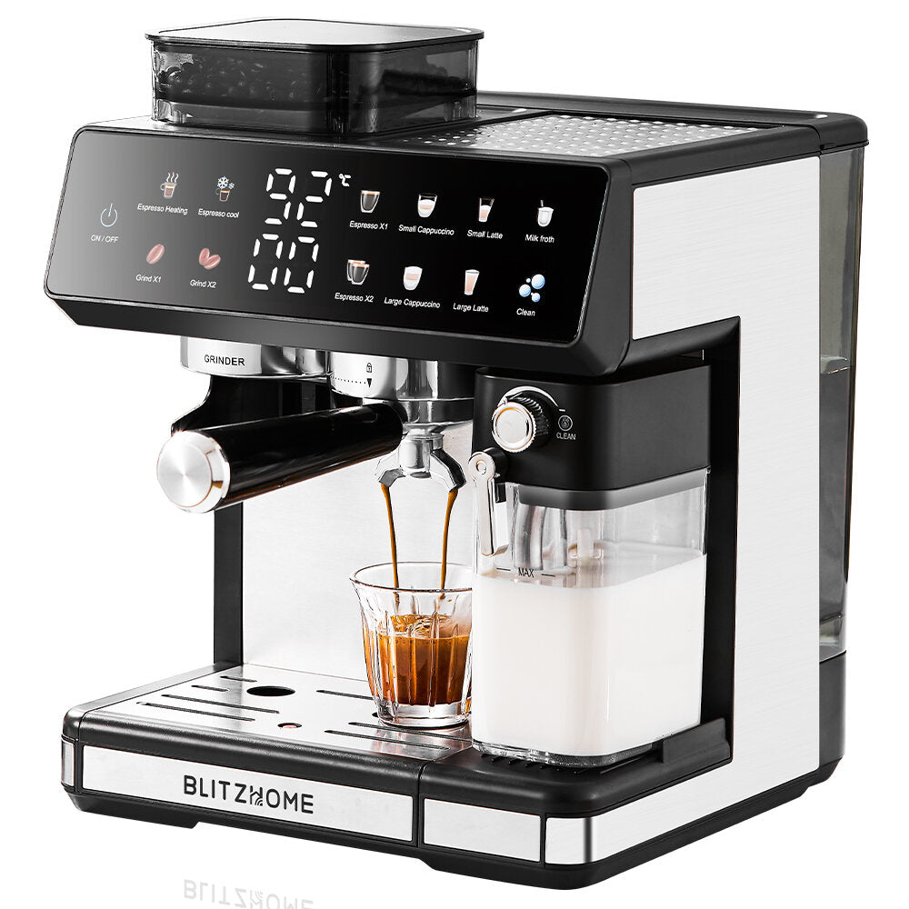 All-in-One Espresso Coffee Machine with Built-in Grinder Dual Boiler, Automatic Milk Frother Hot & Cold Brew Touch Screen