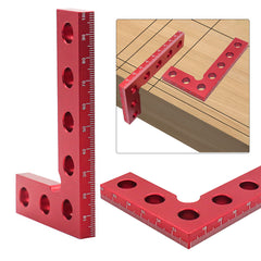 Compact Aluminum Carpenter Square Ruler - Precise Measurements, Multi-Function Tool, Portable Design, Red, 100x60mm