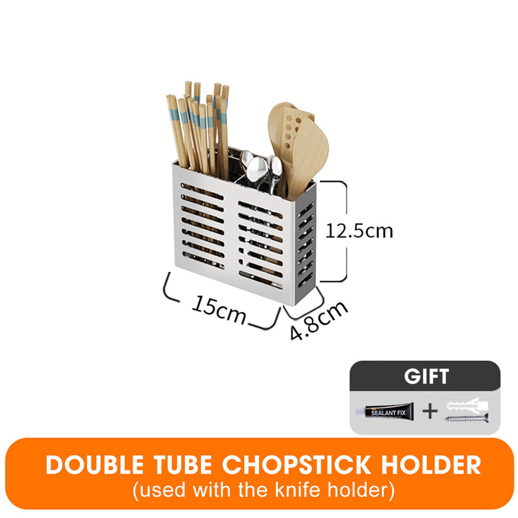 Wall Hanging Storage Shelf Rack Organizer Kitchen Dishes Spice Knife Holder