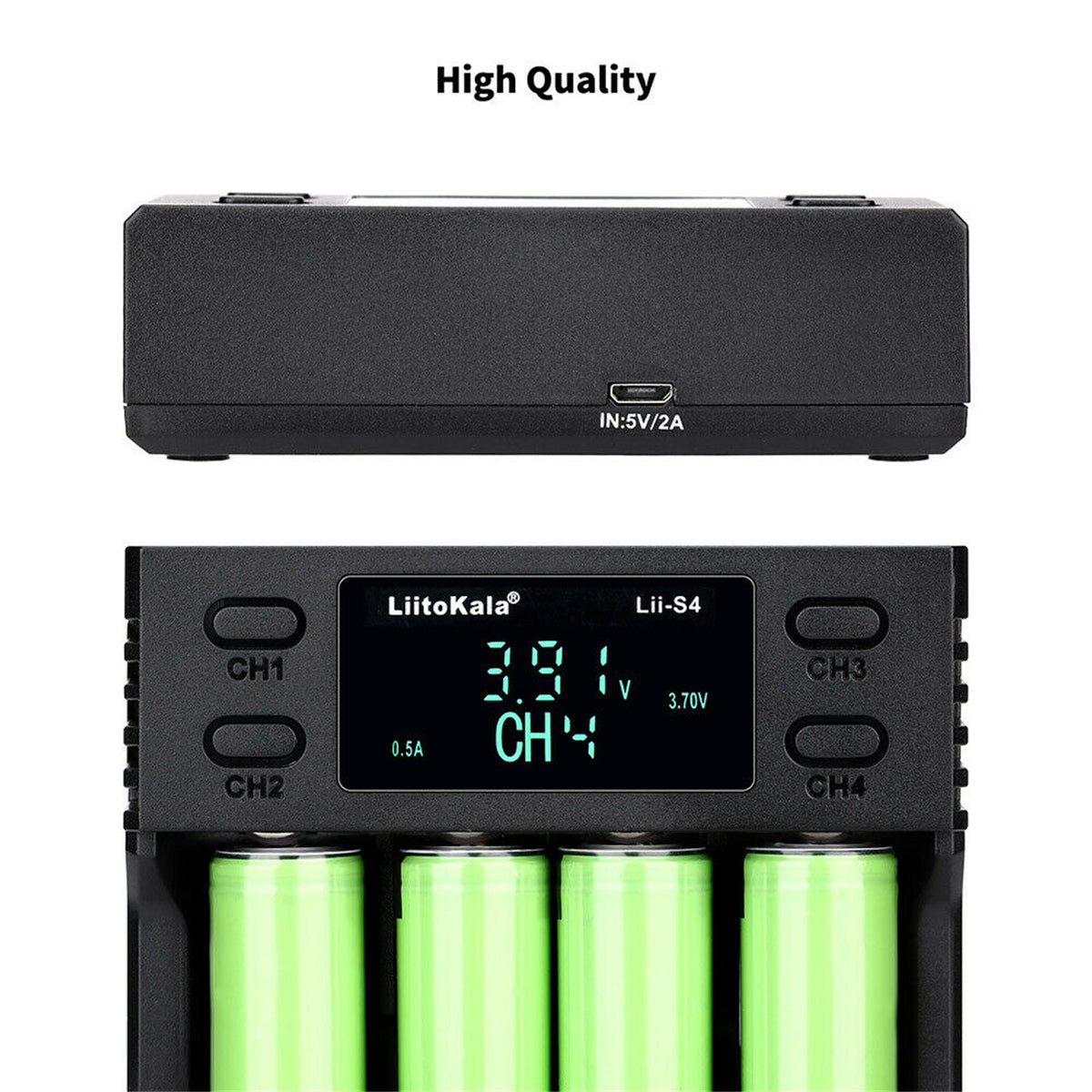 LCD Smart Battery Charger 4 Slot Charger for 18650 26650 18350 NiMH AA