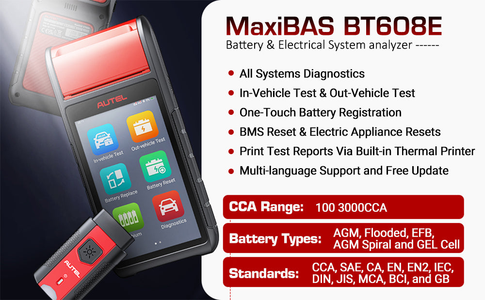 Car Battery Tester Scanner 12V 24V 100-3000 CCA Battery Analyzer All System Diagnostic Battery Registration Tool