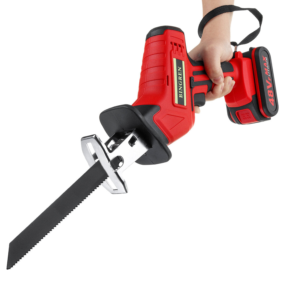48VF Electric Cordless Reciprocating Saw Chainsaw + 4 Saw Blades Metal Cutting Woodworking Tools Set