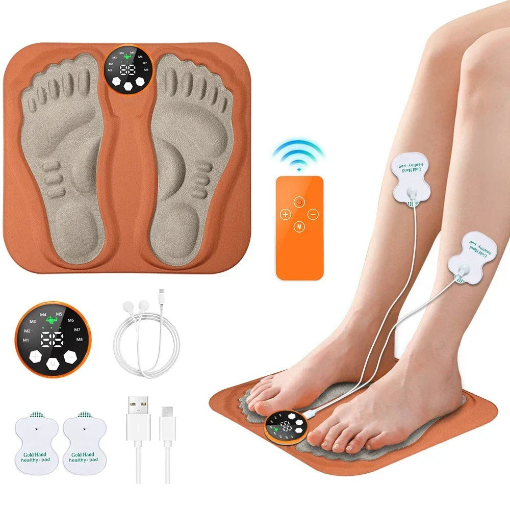 3D Foot Massager Pad with 8 Modes, 29 Intensities, RF Remote, Ergonomic Design for Relaxation & Slimming - Orange