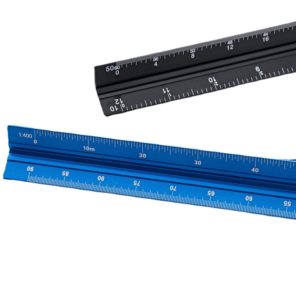 Aluminum Alloy Three Edged Ruler Laser Engraving Drawing Ruler Architectural Design Decoration Inch Centimeter Scale
