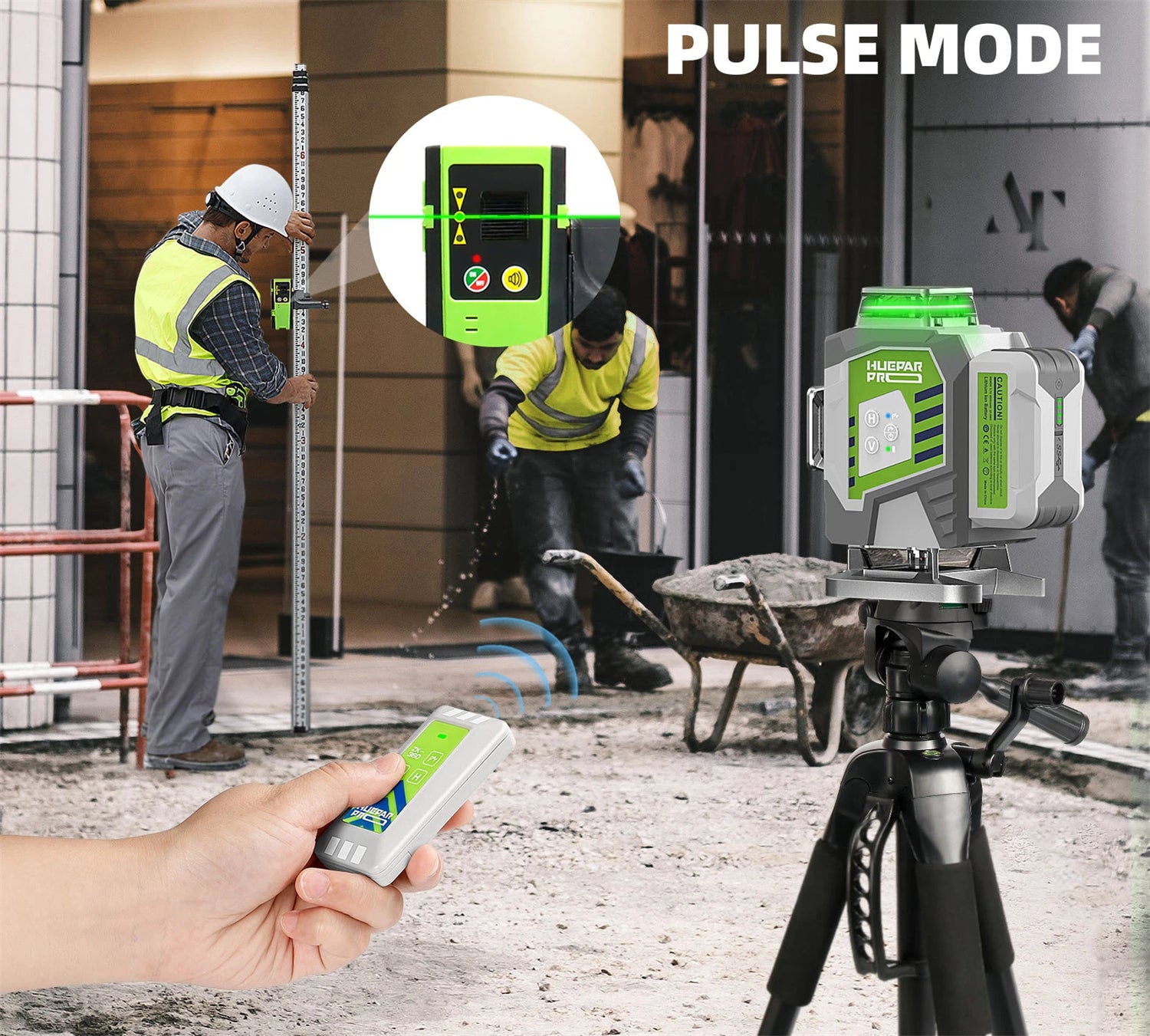 4D 16-Line Green Laser Level, 4x360° Self-Leveling, ±2mm/10m Accuracy, 8000mAh Battery, IP54, USB-C & Remote Control