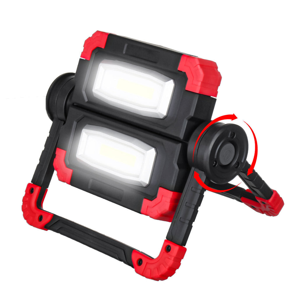 USB Rechargeable Outdoor Portable Work Lamp Searchlight Double Head COB Camping Light Anti-fall Flood Camp Spotlight