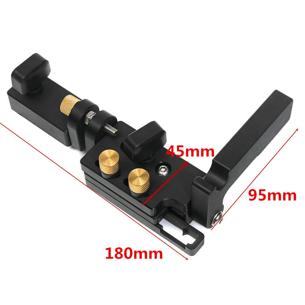 Adjustable Black Aluminum Miter Stop for Woodworking - Sturdy Flip Stop with 10mm Micro-Adjustment, T-Track Compatible