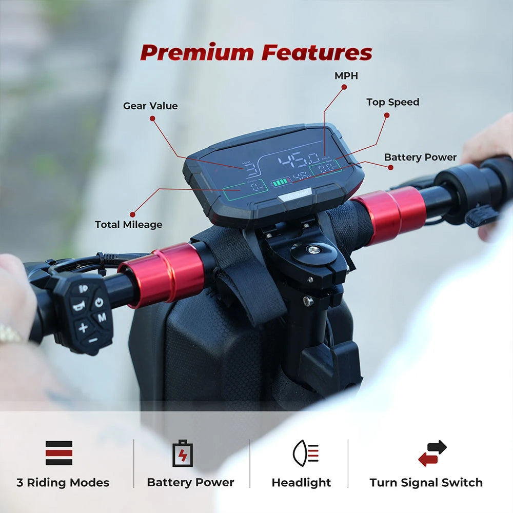48V 15Ah Electric Scooter, 800W Motor, 11 Inch Folding Moped E-Scooter, Top Speed 25KM/H, 45KM Mileage Range, 150KG Max Load for Adults
