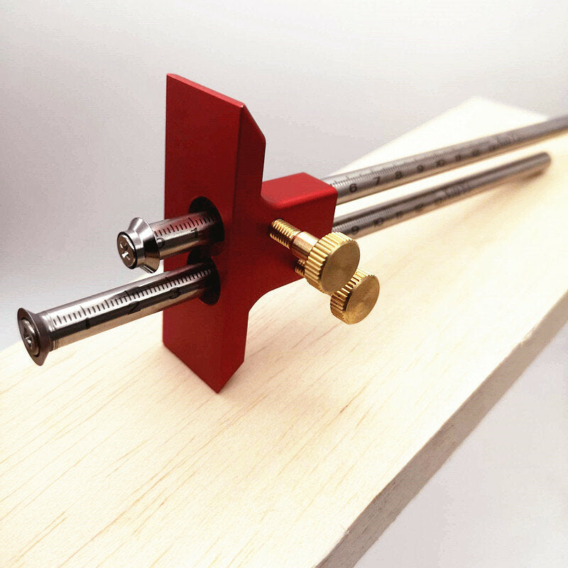 Durable Metal Woodworking Marking Gauge, 200mm, Red, Clear Scale, Dual Calibration, Portable & Accurate Measurement Tool