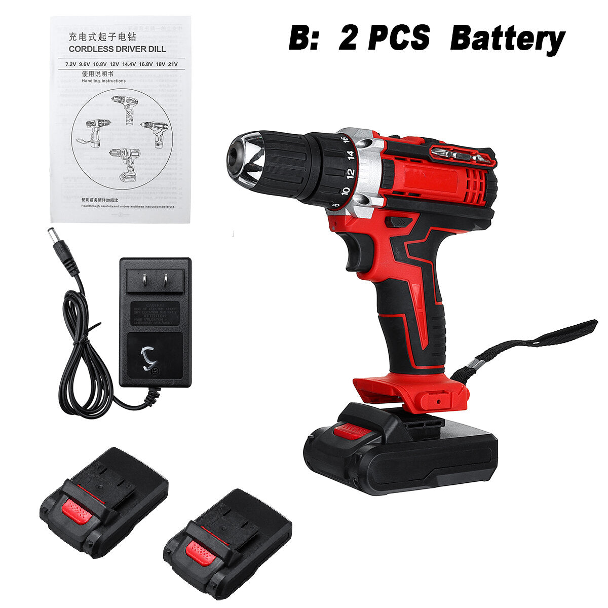 48V 50-60Hz Electric Drill 18 Gear Torque Power Drills Forward/Reverse Switch 25-28Nm Drilling Tool