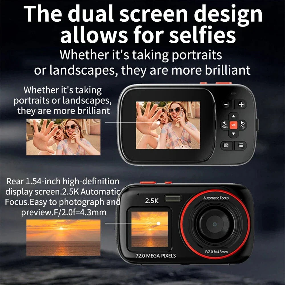 72MP Digital Camera for Photography and Video Dual HD Screen 16x Zoom Portable Cameras Gifts for Girls Boys and Kids