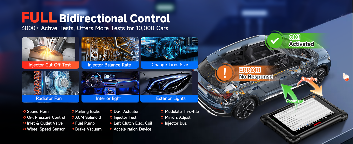 Diagnostic Tool 10 Android 8-Inch Screen 16MP Camera CAN FD DoIP TPMS Solution 3000+ Active Tests 36+ Reset Functions