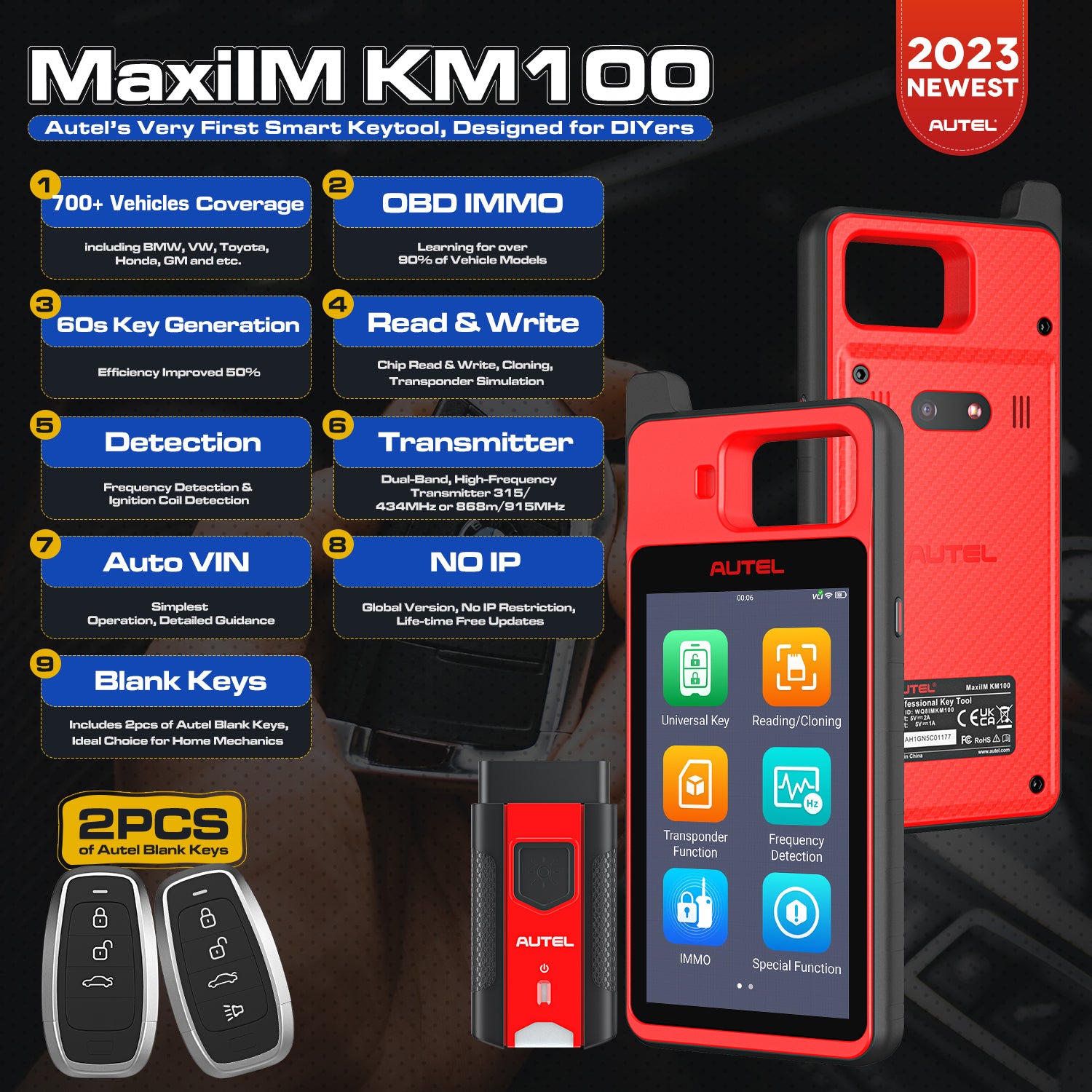Key Fob Programmer Immobilizer Tool Key Creation IMMO Learning Chip Read Cloning Frequency