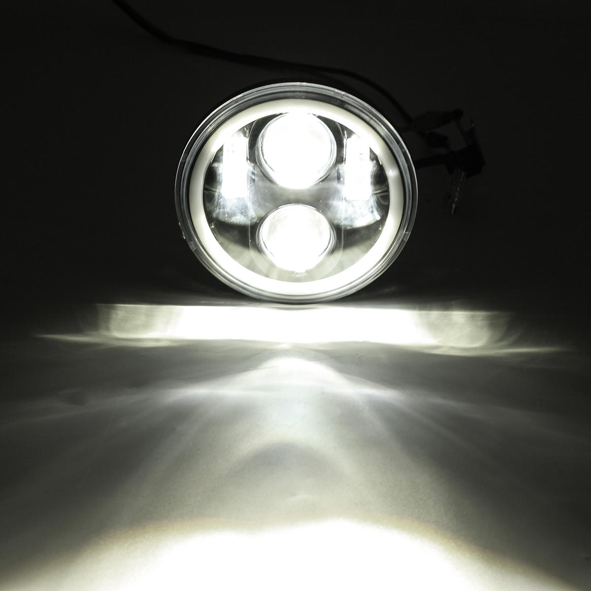 5.75" 75W 6000K DRL Amber Halo Angle Eyes Projector LED Round Headlights Low/High Beam Turn signal Light