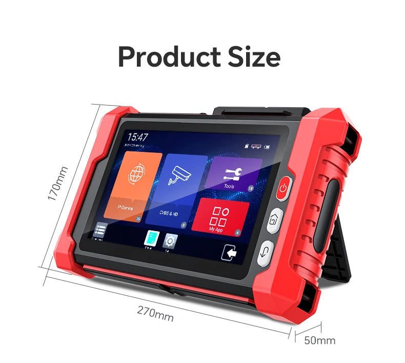 IPC Camera Tester 8 Inch Touch Screen 12V 24V HDMIVGA PoE TDR VFL CVBS AHD TVI CVI IP Camera Tester Optical Power Meter