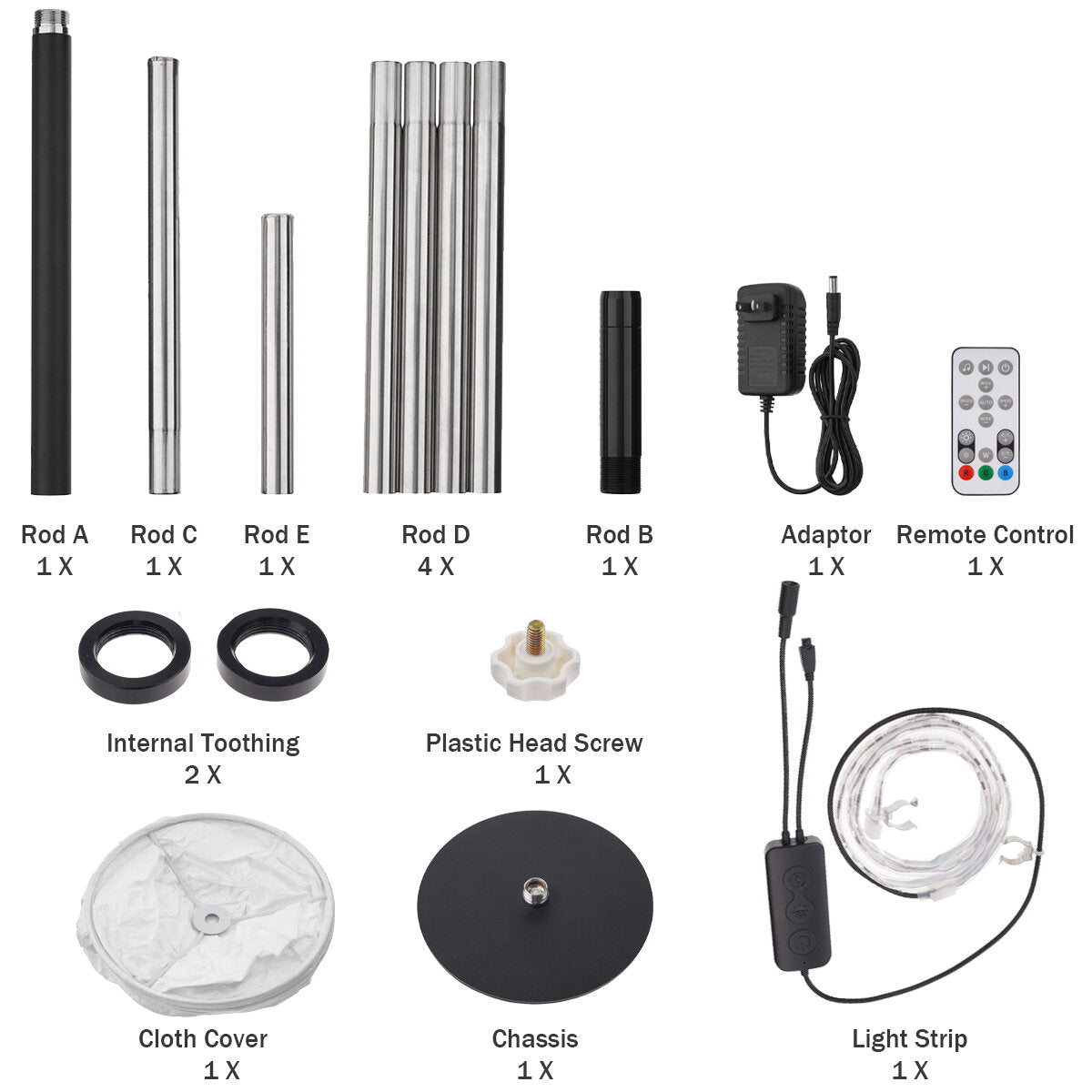 57'' Smart LED Floor Lamp RGB Music Fabric Standing Dimmable Light APP+Remote