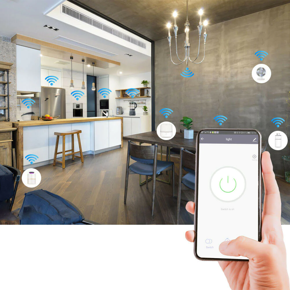 White 433Mhz Smart Push 1Gang Wireless Switch Light + 1 RF Remote Control