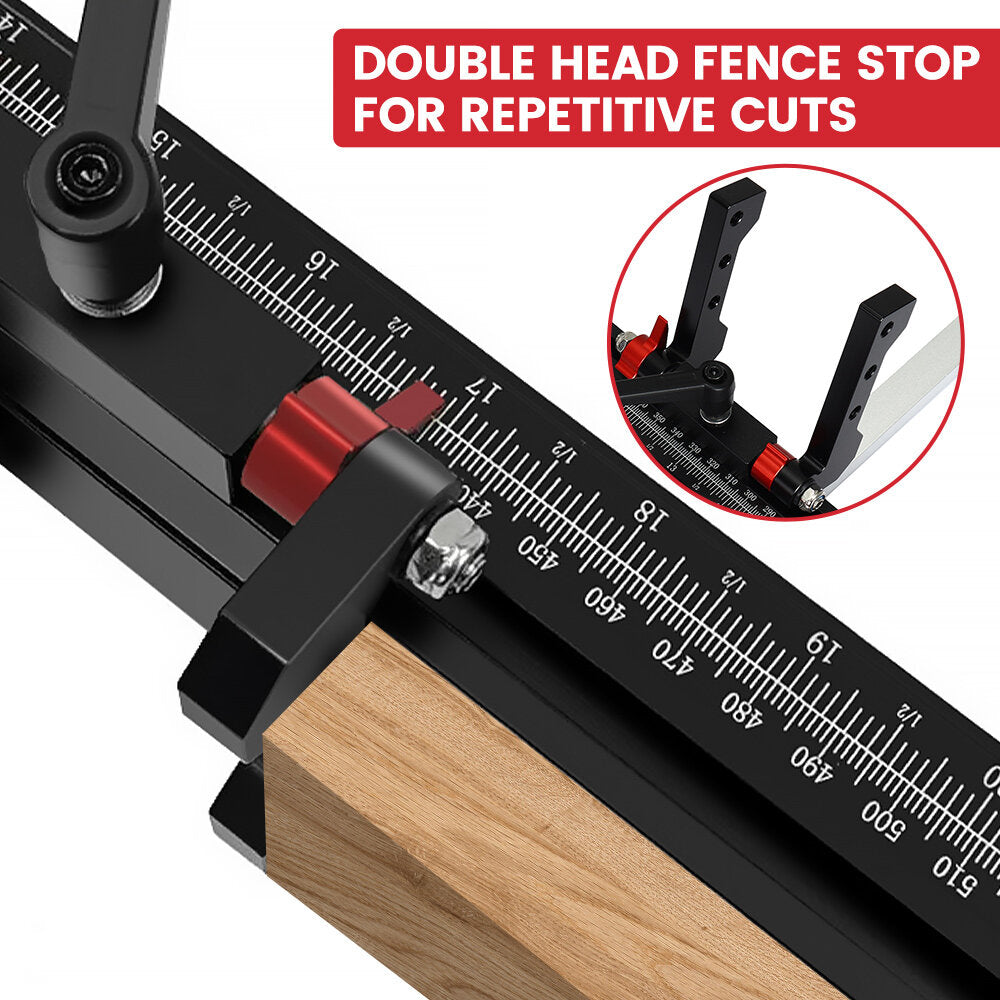 Aluminum Alloy Angle Miter Gauge for Table Saw, 0-60° Precision Settings, Extended Fence 640-1220mm, Durable Woodworking Tool