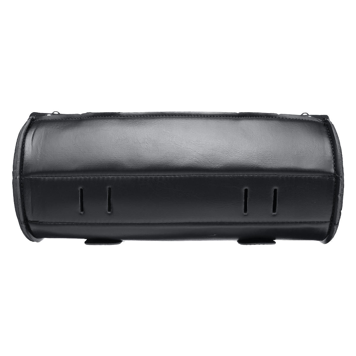 Motorcycle PU Leather Black Tool Bag Front Fork Handlebar Saddlebags Roll Barrel Style