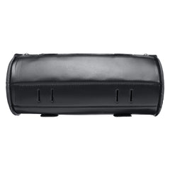 Motorcycle PU Leather Black Tool Bag Front Fork Handlebar Saddlebags Roll Barrel Style