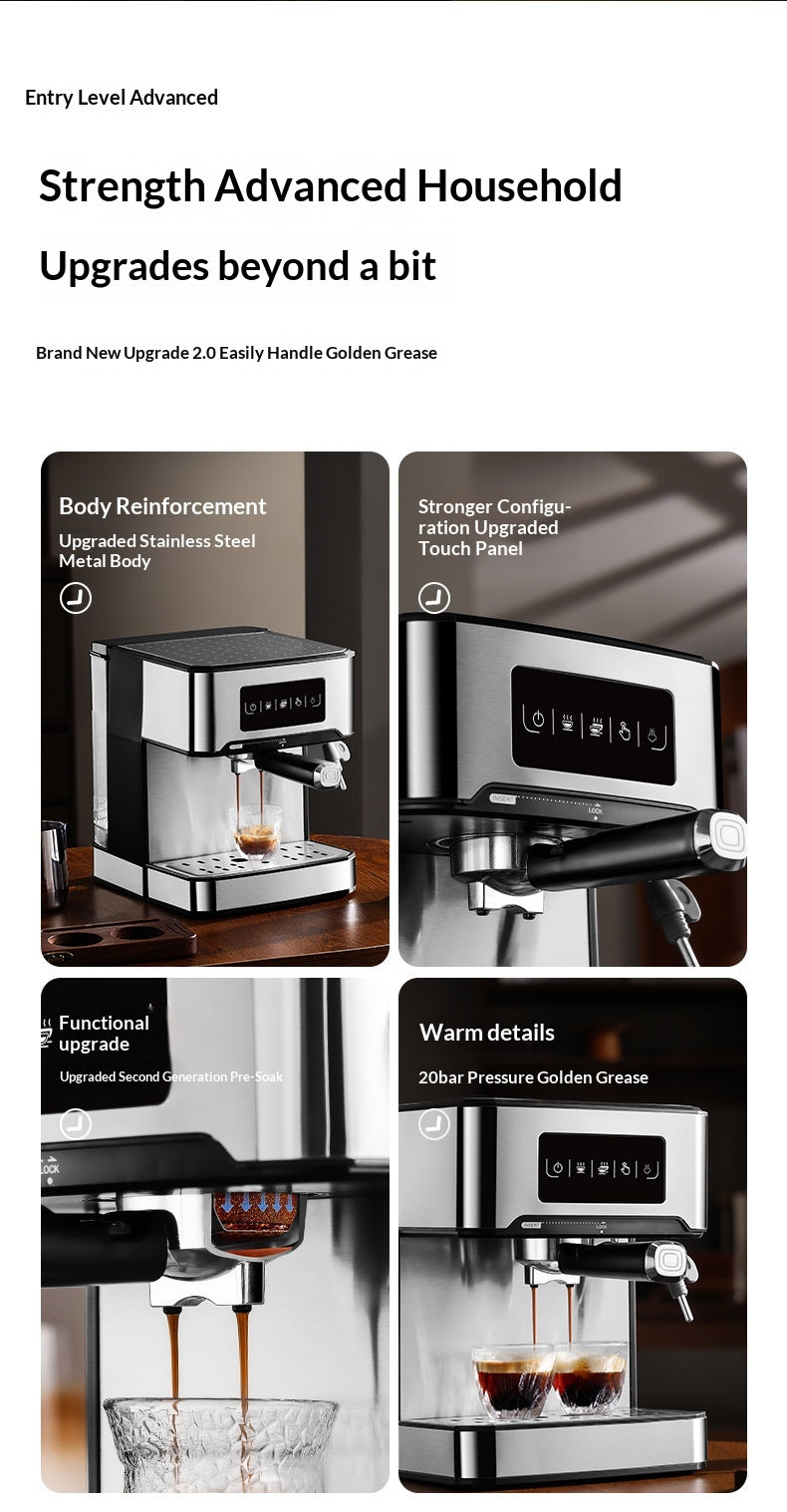 850W 20Bar Semi Automatic Espresso Coffee Machine With 1.5L Removable Tank 360° Steam Wand for Latte Home Cafe