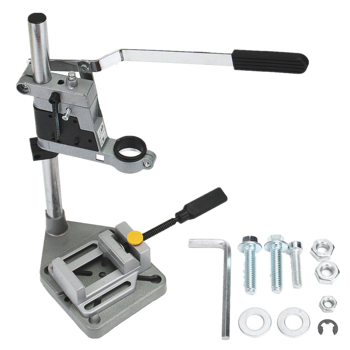 Plunge Power Drilling Stand Holder Bench Pillar Pedestal Clip + Drill Press Vise