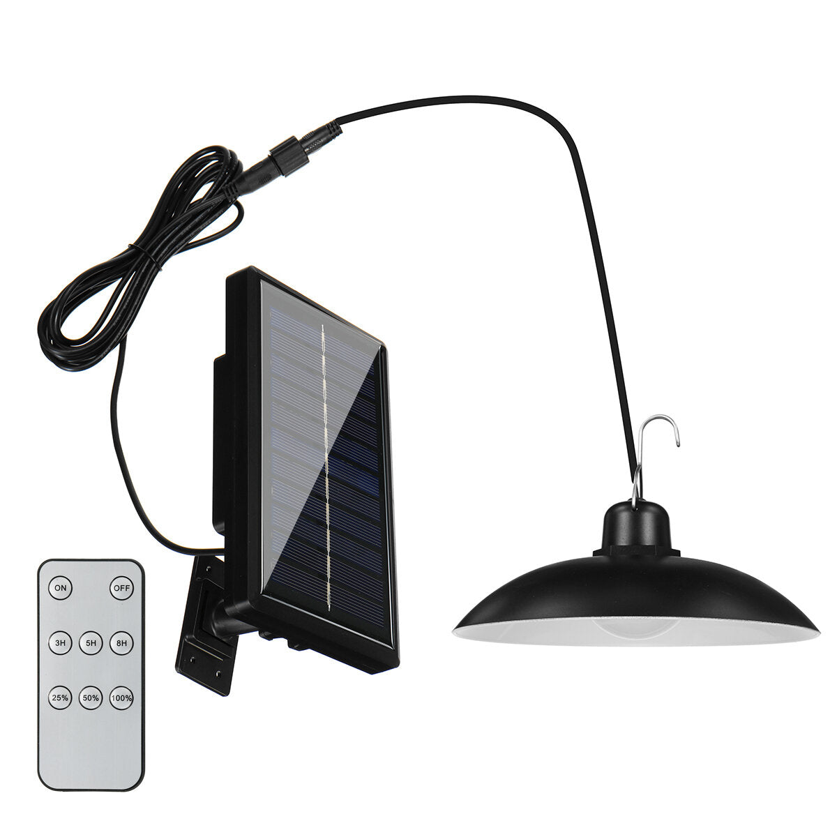 Waterproof Solar LED Pendant Light Outdoor Flood Hanging Garden Lamp + Remote Control