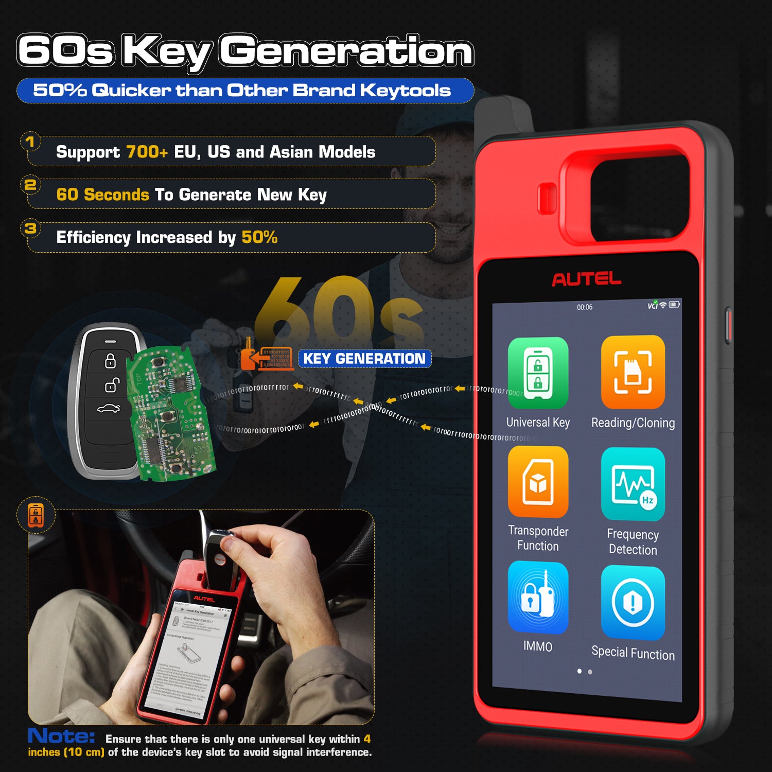 Key Fob Programmer Immobilizer Tool Key Creation IMMO Learning Chip Read Cloning Frequency