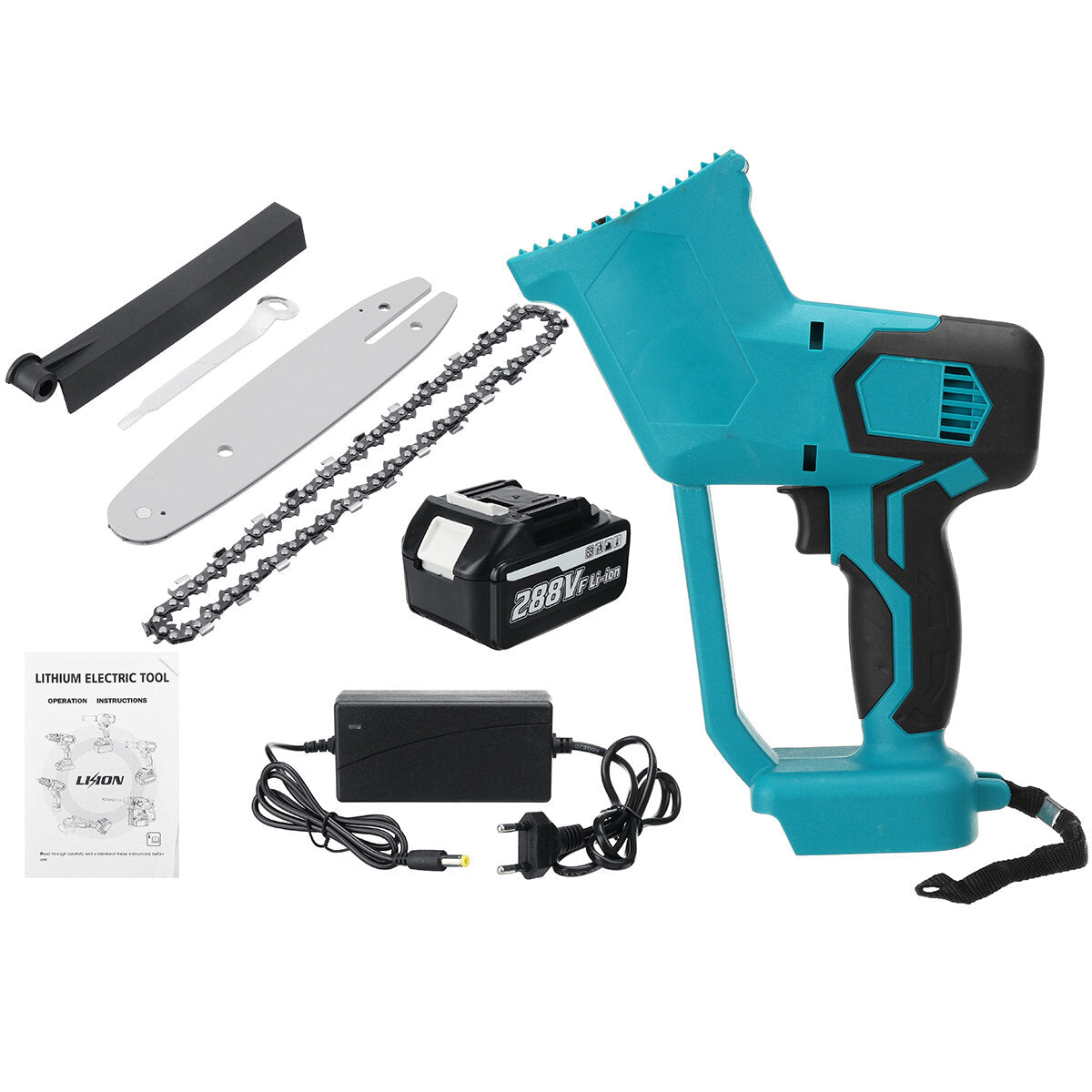 8inch 21V 1500W Electric Cordless One-Hand Saw Chain Saw Woodworking with Battery Kit