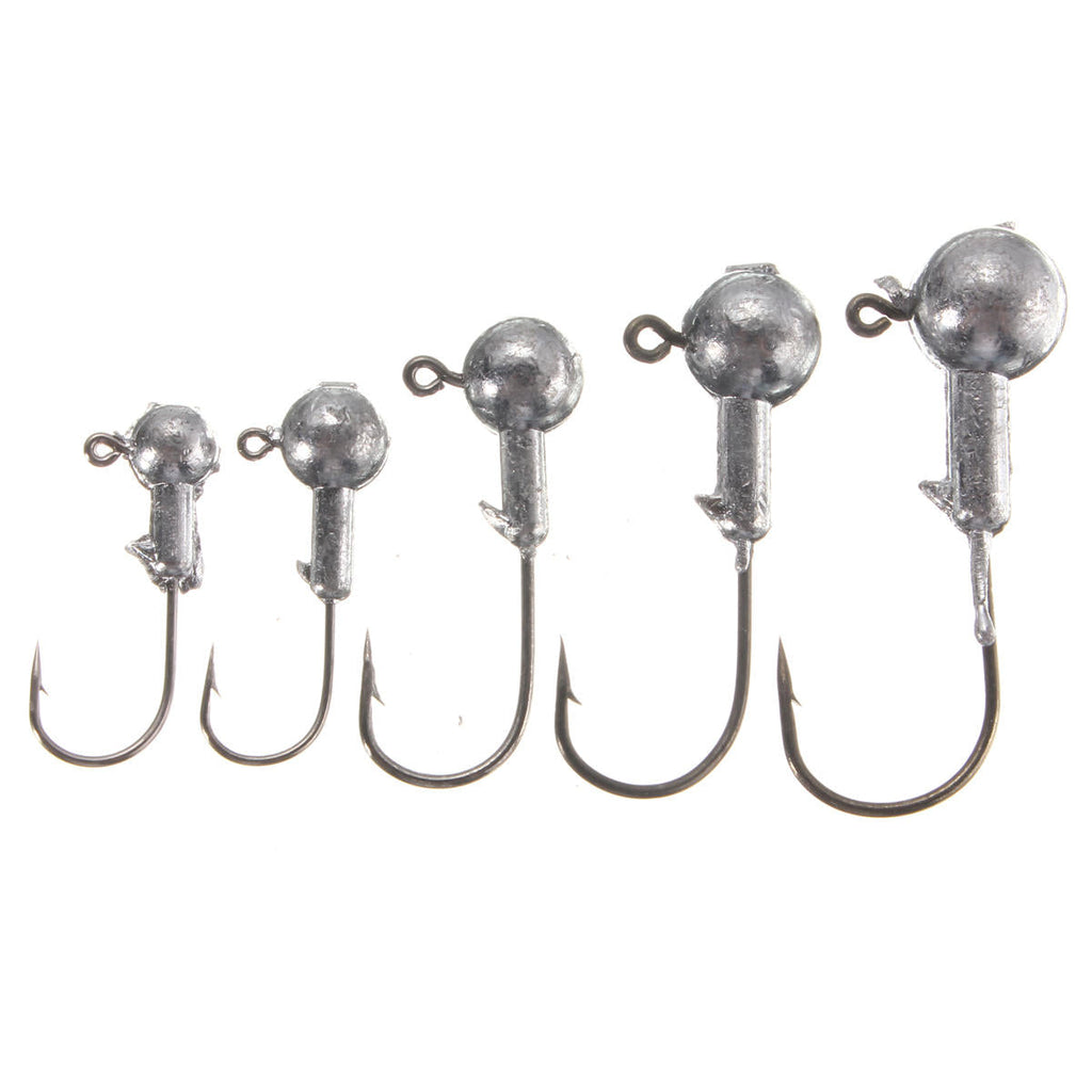 10pcs Jig Head Fishing Hooks Lead Round Head Jigs Hooks Fishing Tackle