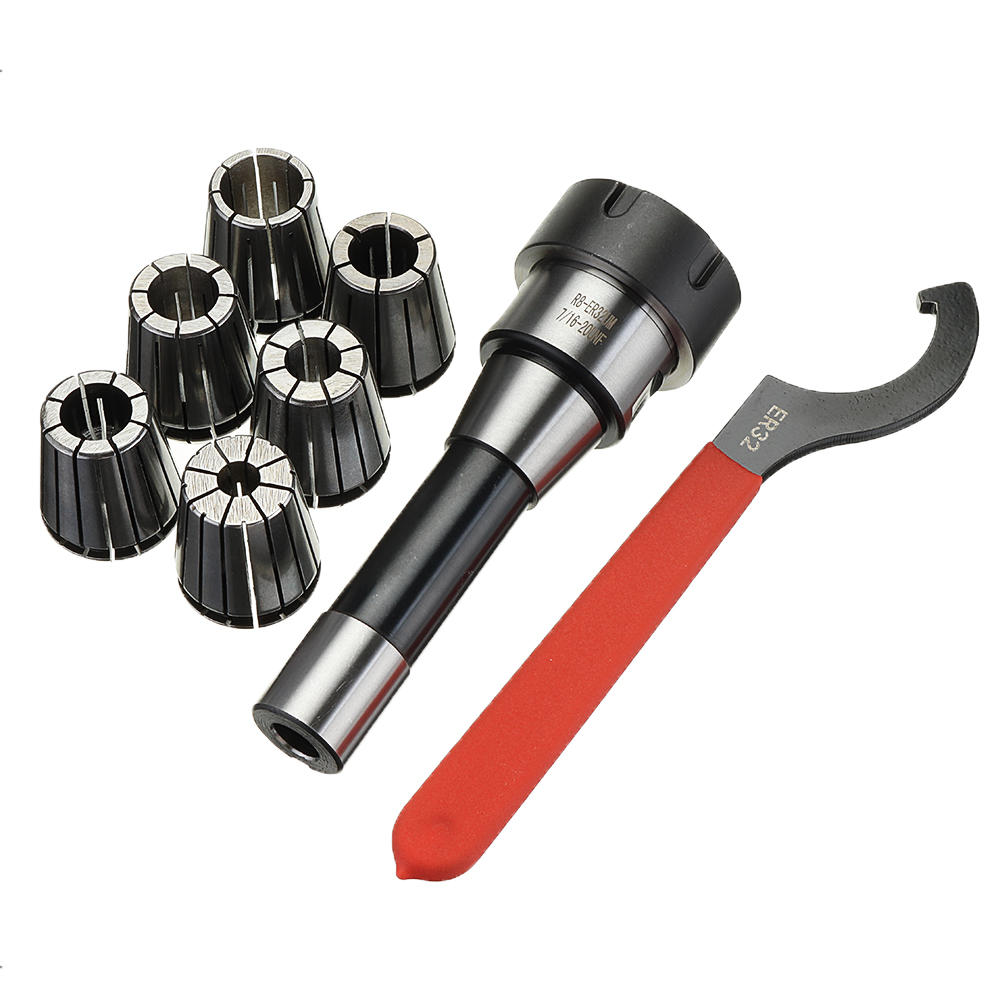 R8-ER32 Collet Chuck Milling Tool Holder with 6Pcs ER32 Spring Collets Set for CNC Tool