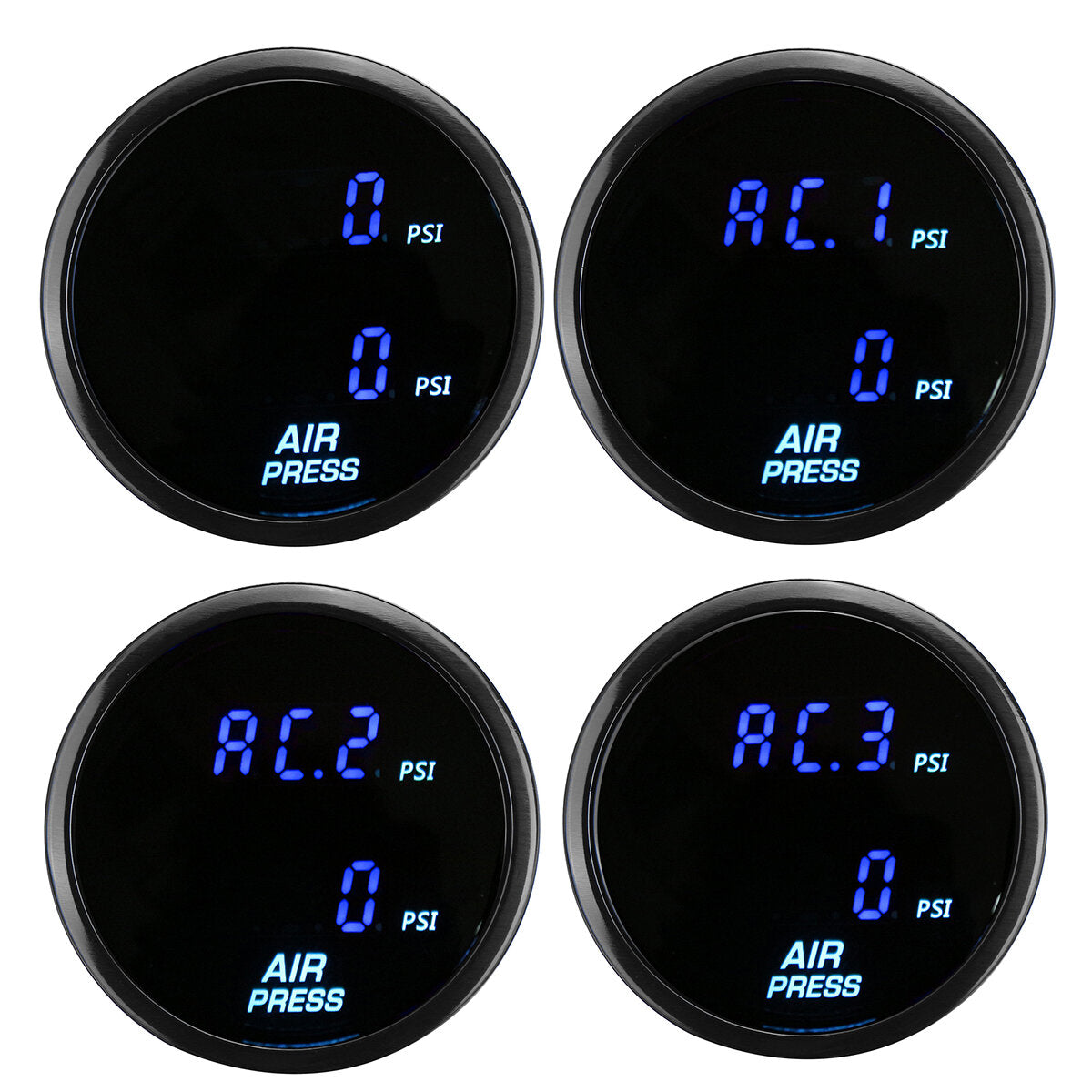 2" 52mm LED Dual Digital Air Pressure Gauge PSI Air Suspension Meter with Sensors