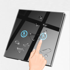 White 2 Gang Touch Wall Switch on /off Light LED Lamp Crystal Glass Screen Panel