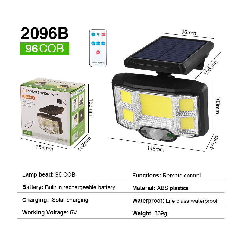 Solar Lights Outdoor LED/COB Wireless Motion Sensor Light Integrate/Separate Design Wide Angle with 3 Lighting Modes IP65 Waterproof Garden Solar Lamp