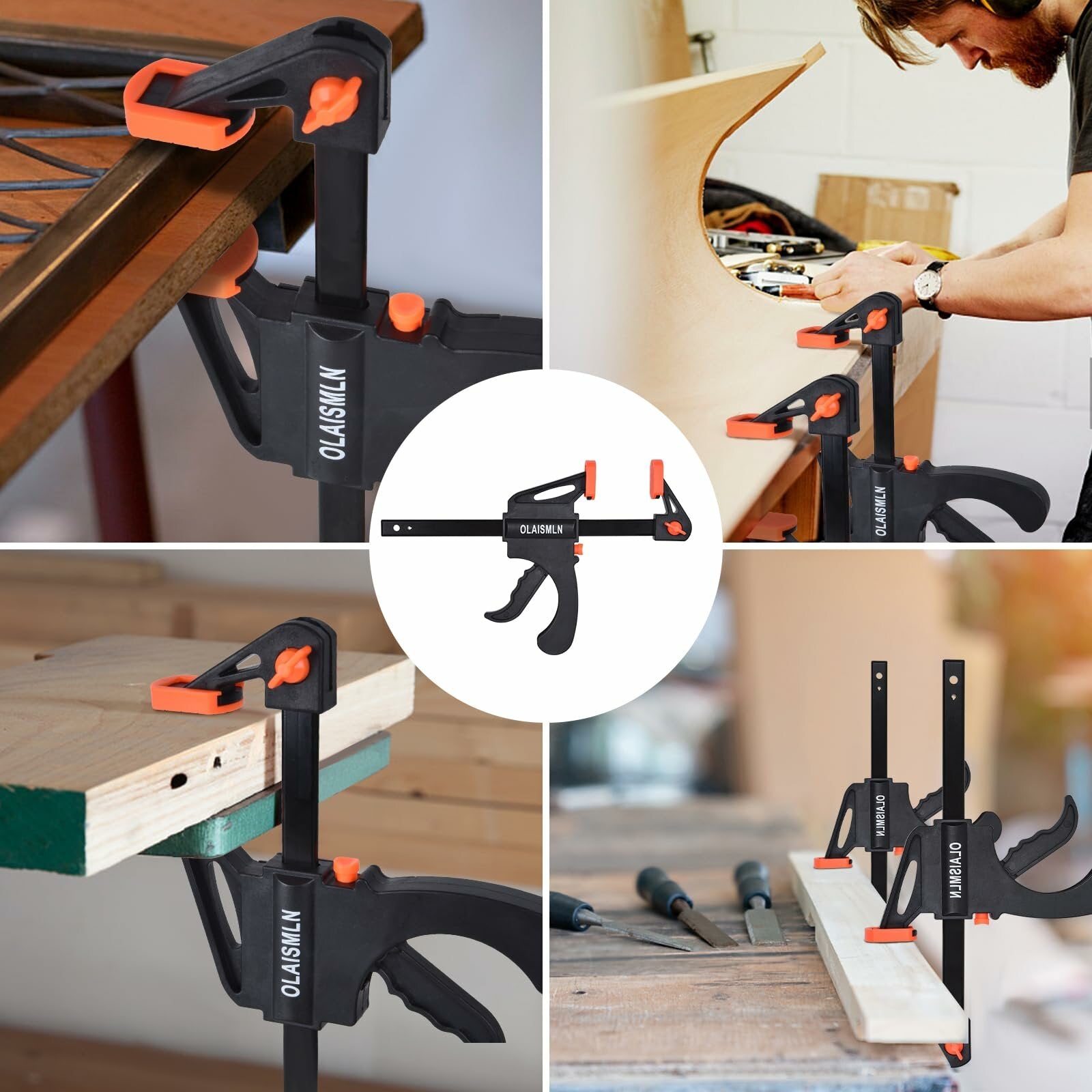 4-Pack Woodworking F Clamps - Heavy Duty, Quick Change, Easy One-Hand Operation, Ideal for DIY & Professional Projects