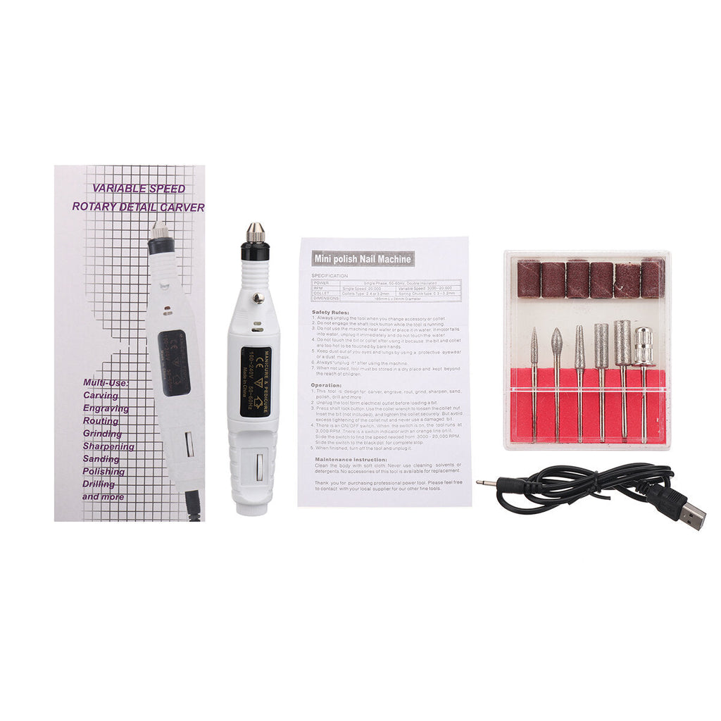 9V 500MA 6 Grinding Heads + 6 Grinding Wheels Speed 20000rpm Mini Electric Sander Grinding Pen