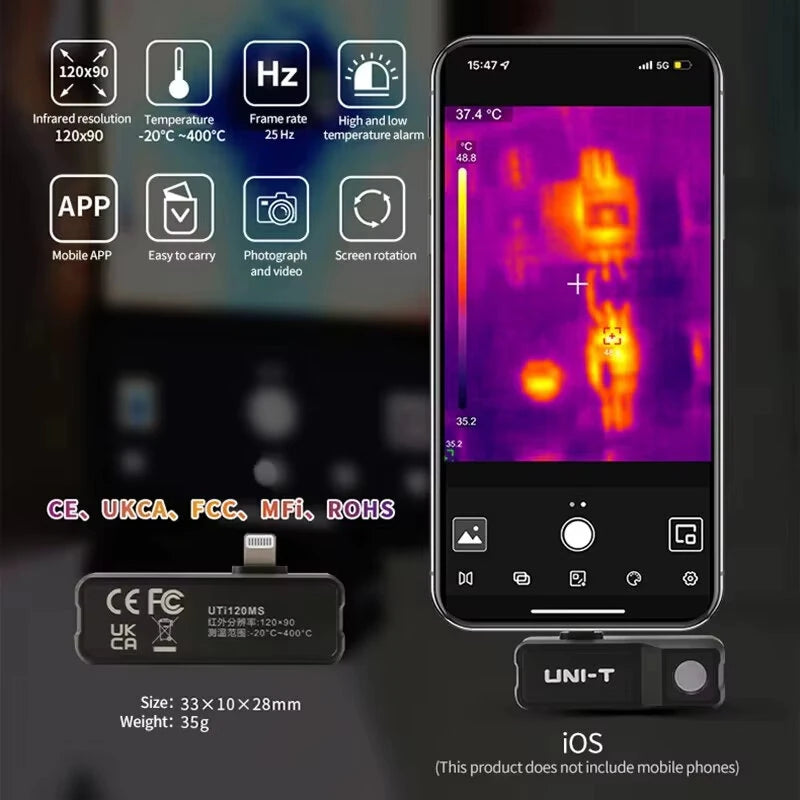 GreenZech Mobile 120 Series | Smartphone Thermal Imaging Camera | 120x90 HD Infrared Imager for iOS & Android