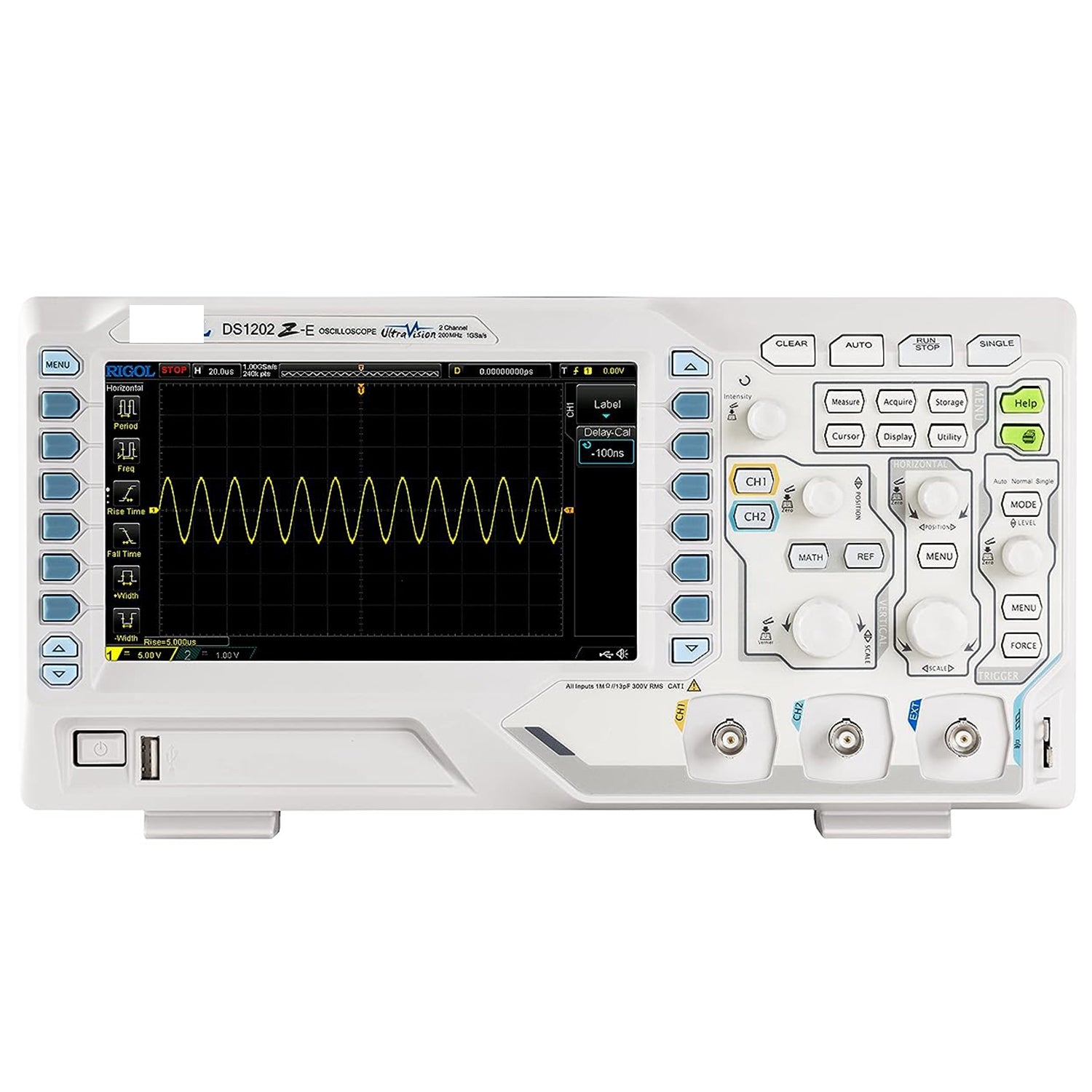 Digital Oscilloscope 2 Channels 1GSa/s Sampling Rate 200Mhz Bandwidth 7Inch 24Mpts Memory Depth Oscilloscope