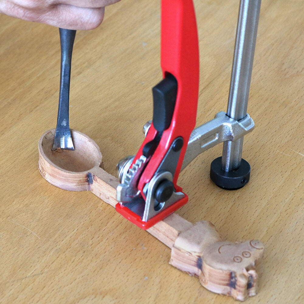 Woodworking Desktop Fixing Clamp - Adjustable 160MM Hold Down, Durable Zinc Alloy, Quick Press Technology, Red