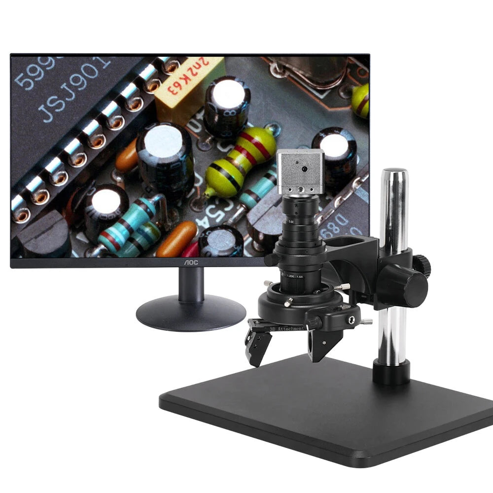 Real 4K UHD 3D Microscope Camera 7- 200X Parfocal Lens Industrial Electronic Digital Microscope for Phone Repair PCB Soldering