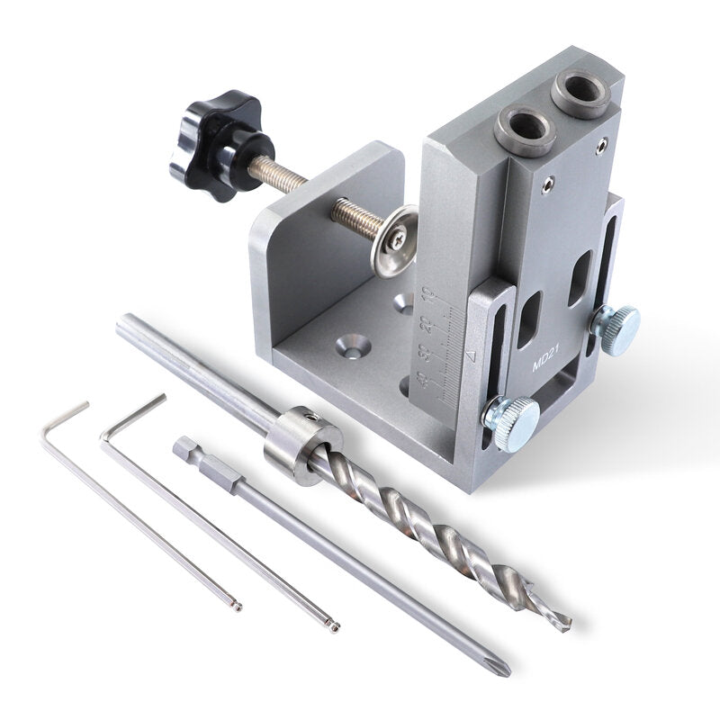 Aluminum Alloy Pocket Hole Jig Kit with 9mm Step Drill Bit Wood Doweling jig Drilling Hole Guide Locator Tools for Carpentry