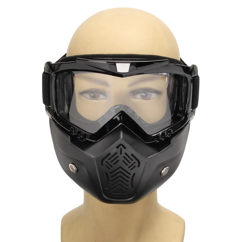 Motorcycle Helmet Face Mask Windproof Shield Goggles Detachable